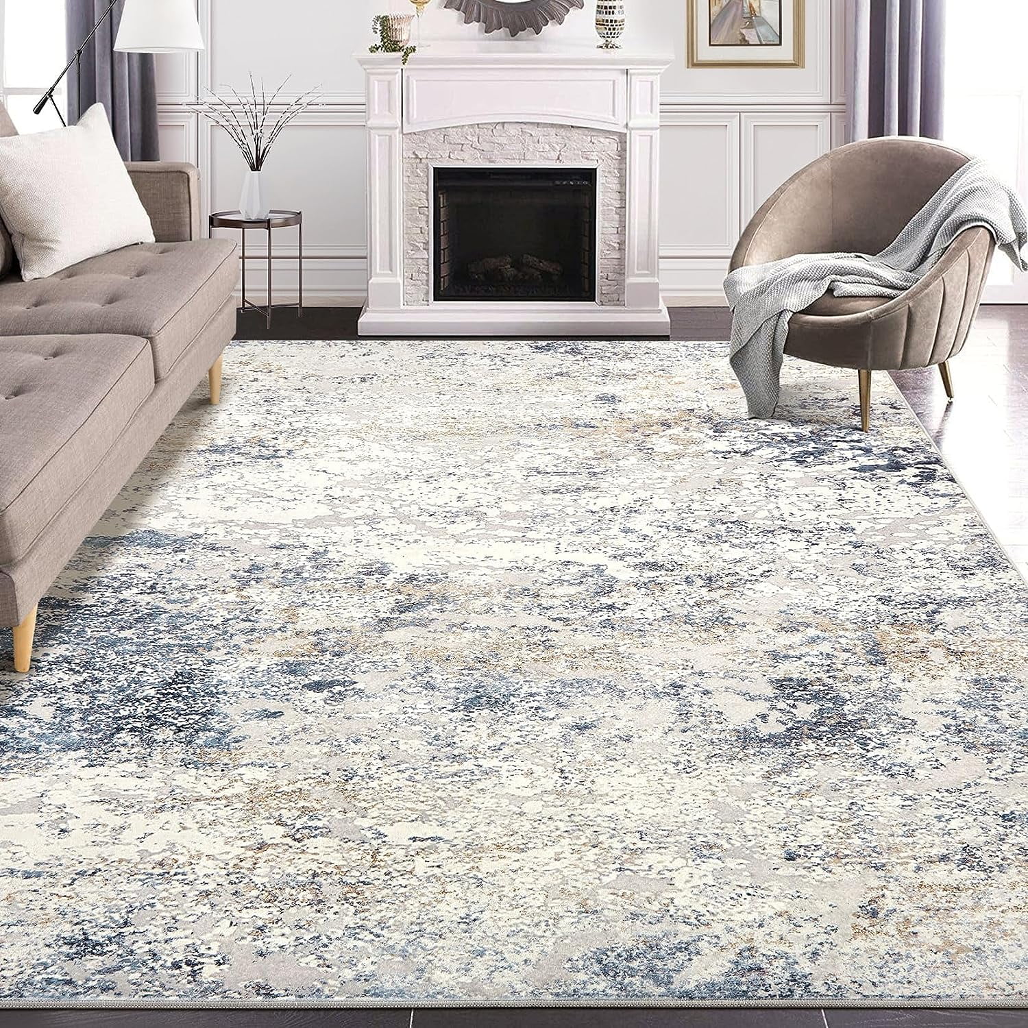 Toyoso Area Rug Living Room Rugs - 6x9 Large Soft Indoor Neutral Modern Abstract Low Pile Washable Rug Carpet for Bedroom Dining Room Farmhouse Home Office -