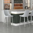 thumbnail image 4 of Contemporary Faux Leather and Metal 26" Counter Stool, Set of 2 - Light Grey and Chrome, 4 of 7