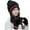 #0385-Black, variant on Women Winter Glove and Hat Set Winter Hat Touchscreen Gloves Warm Knitted Beanie and Mittens for Women