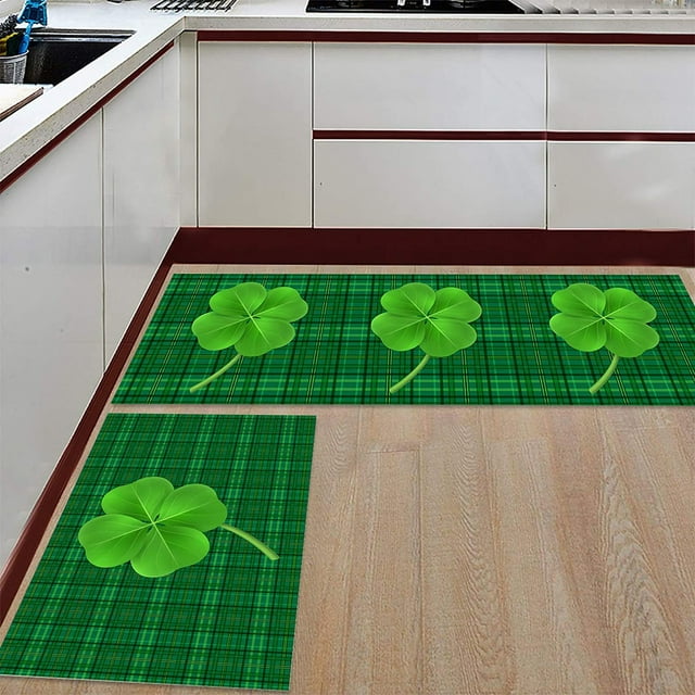Hbdhejl Saint Patricks Day Kitchen Rugs And Mats Set Of 2 Cushioned Anti Fatigue Kitchen Floor Mat Non Slip Waterproof Kitchen Rug Set Comfort Standing Mats