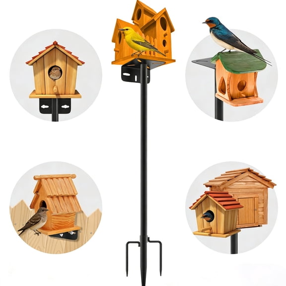 Bird Feeder Pole Squirrel Proof 80Inch Bluebird House Pole for Outdoors Squirrel Baffles for Feeders Weather Station Heavy Duty Metal Mounting Kit Black