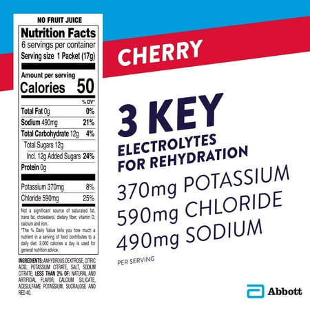 Pedialyte Electrolyte Powder Packets, Cherry, Hydration Drink, 36 Single-Serving Powder Packets