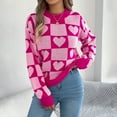 thumbnail image 2 of vigerkar Women's Fall Winter Crew Neck Long Sleeve Cute Heart Pattern Loose Knit Pullover Sweaters Jumper Tops (Pink, M), 2 of 8