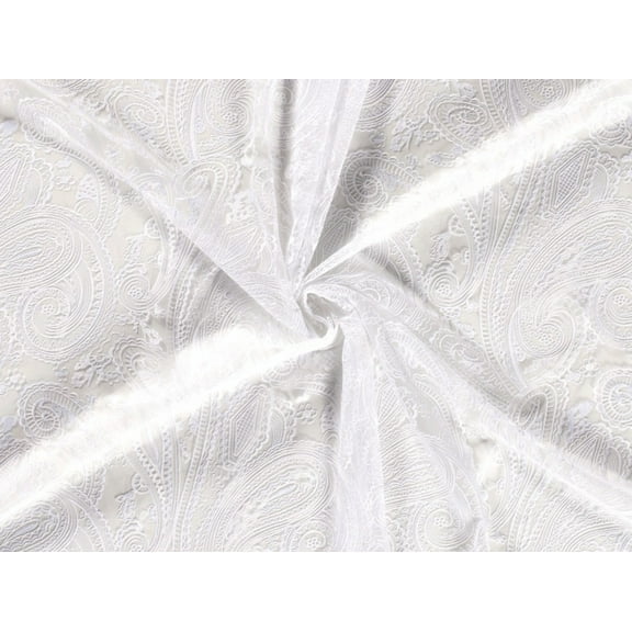 Minerva Embroidered Lace Fabric White - per yard