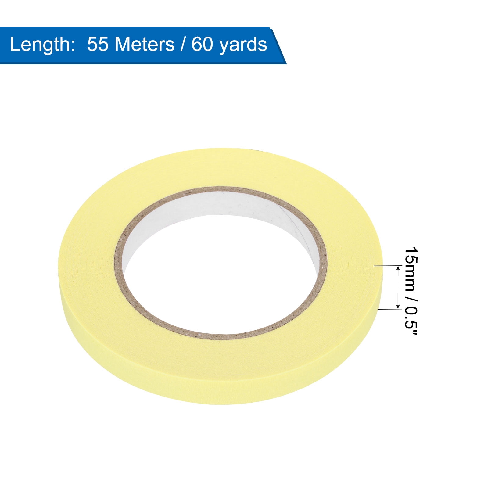 Uxcell 10Pcs 0.5 inch Wide 60 Yards Light Yellow Masking Tape Painters Tape Rolls for Home Office