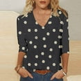 thumbnail image 2 of WRKEKC 3/4 Length Sleeve Womens Tops Plaid Print V Neck Loose Fit T Shirt Soft Fabric Comfortable Fit Daily Casual Outfit, 2 of 5