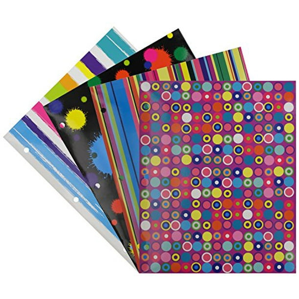 Emraw Laminated Fashion Dots Stripes 2 Pocket File Portfolio Folder Used For Papers Loose Leafs Business Cards Compact Discs Etc 4 Pack Walmart Com