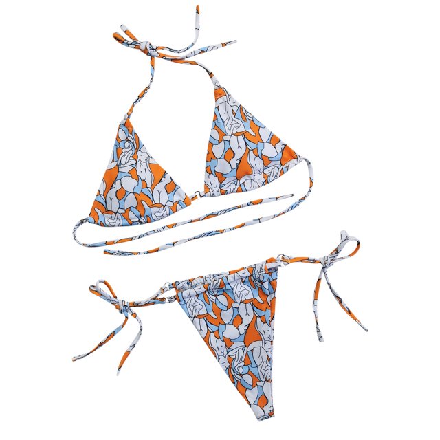 Conjunto de bikini dividido con estampado de contraste de pecho alto sexy para mujer Conjuntos de traje de baño de dos piezas Fridja nalpqowj59169