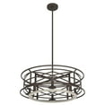 thumbnail image 5 of Hunter - Langwood 4-light Onyx Bengal, Large Chandelier, Dimmable, Rustic Style, Drum Shaped, for Bedrooms, Dining, Living Rooms - 19331, 5 of 8