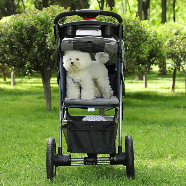 Folding 3 Wheel Double Dog Stroller Pet Jogging Stroller Cart