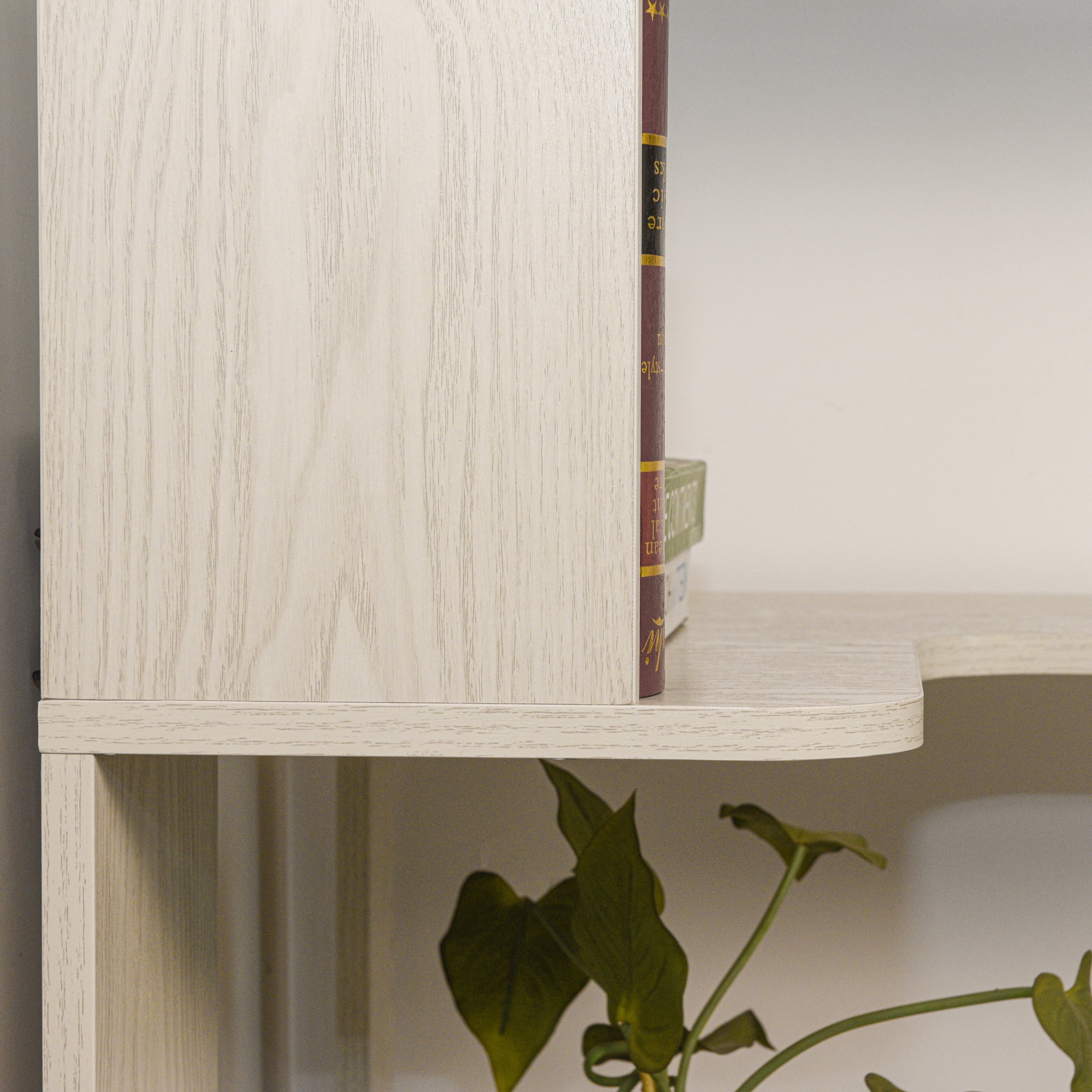 Leumius 5 Tier Freestanding L-Shaped Corner Bookshelf,Wooden Bookcase with Anti-drop Panel and Anti Tipping Device, Display shelf Open Storage,White