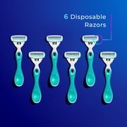 Schick Hydro Silk Sensitive Womens Disposable Razors, 6 ct, 5-Blade Disposable Razors for Women Sensitive Skin, Travel Razor for Women