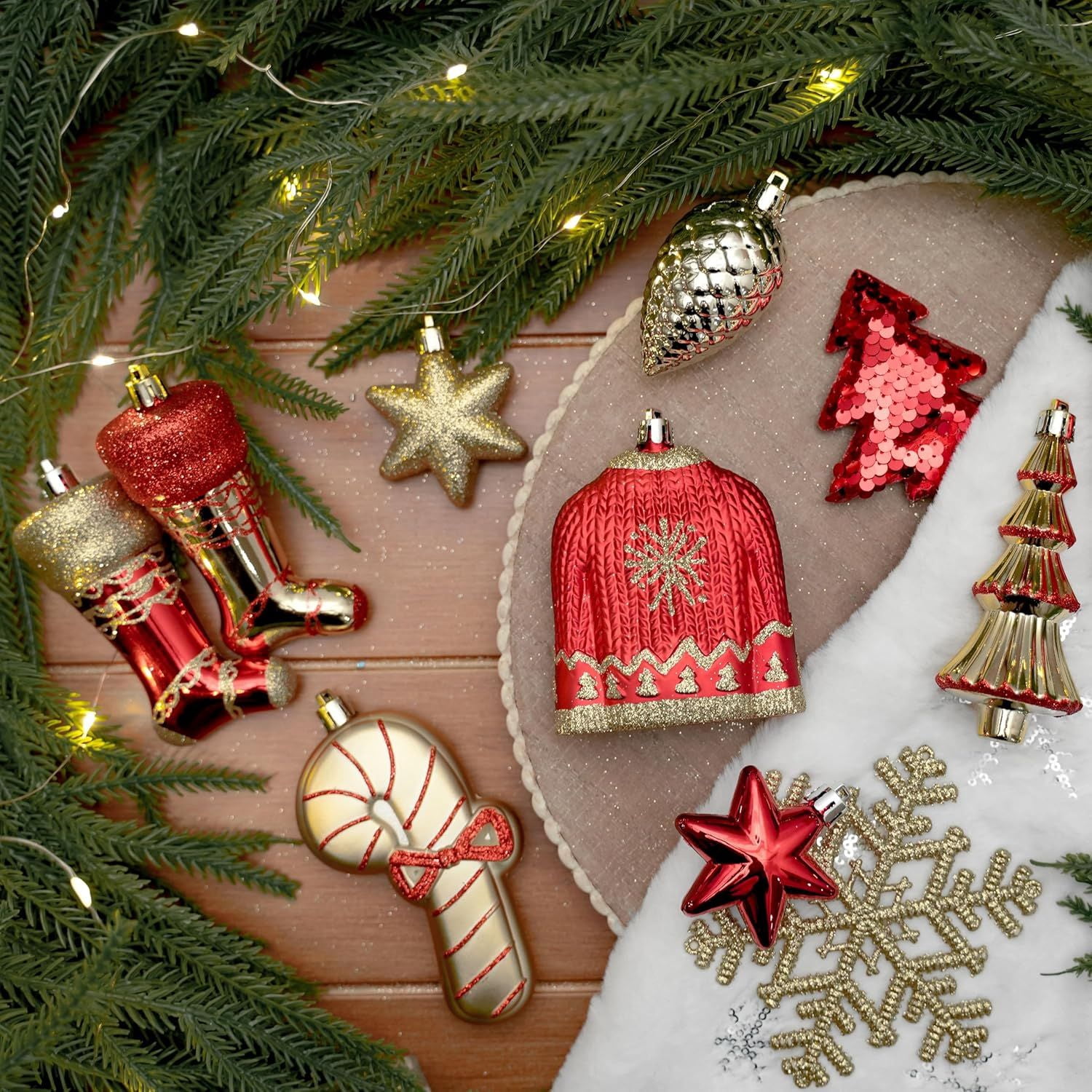 85ct Christmas Balls Ornaments Set, Colorful Shatterproof Plastic Christmas Tree Ornaments, Xmas Decorative Baubles for Christmas Tree Decorations with Hanging Strings