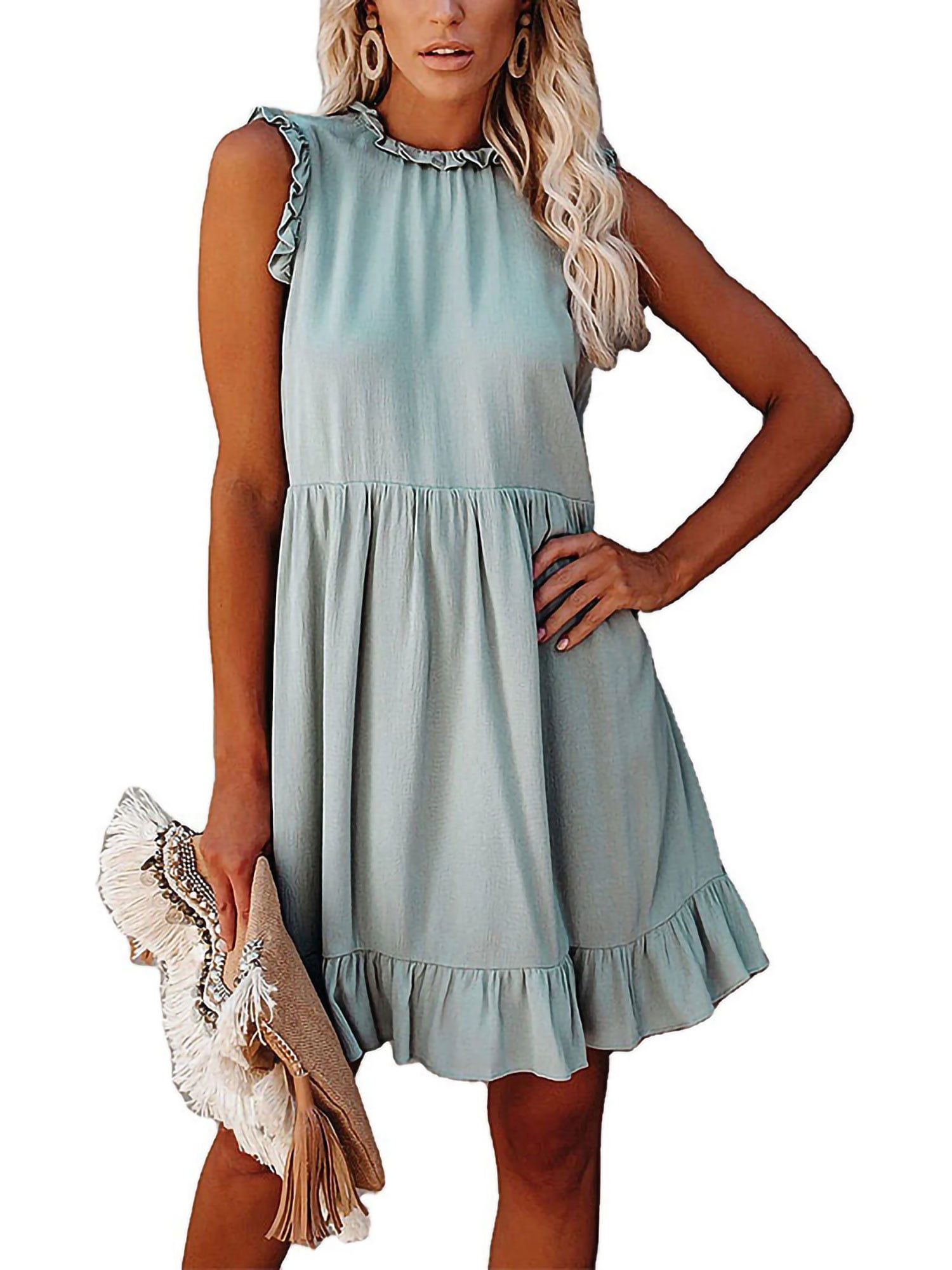 light blue short flowy dress