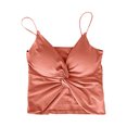 thumbnail image 4 of Women's Silk Satin Tank Tops 2024 V Neck Adjustable Spaghetti Strap Sleeveless Camisole Summer Basic Blouse, 4 of 4