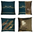 thumbnail image 1 of EREHome Golden Vintage Frame On Blue Damask Pattern Pillow Case Home Decor Cushion Cover 20x20 Inch, 1 of 2
