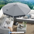 thumbnail image 2 of Costway 10 FT Patio Umbrella with Crank Tilt Adjustment Ruffles Vented Top 8 Ribs Gray, 2 of 10