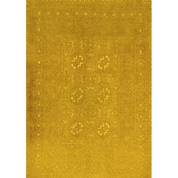 Ahgly Company Indoor Rectangle Abstract Yellow Contemporary Area Rugs, 3' x 5'