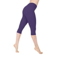 thumbnail image 5 of Petite Capri Leggings for Women Lightweight Pull On Elastic Waist Tummy Control Soft Crop Leggings 3/4 Stretch Yoga Pants Purple 2XL, 5 of 8