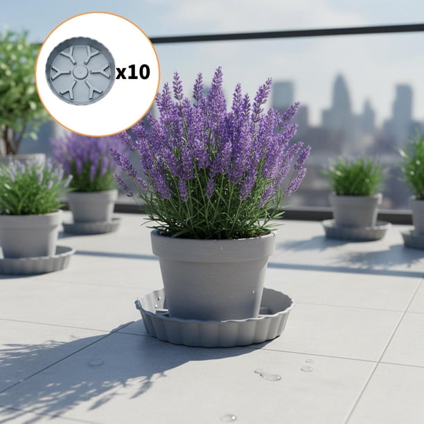 10 Piezas Plato de Maceta Base de Florero Bandeja de Drenaje Innovadora de Pp Estable Y Transpirable Adecuada para Plantas de Interior Patio Balcón Ja Gris