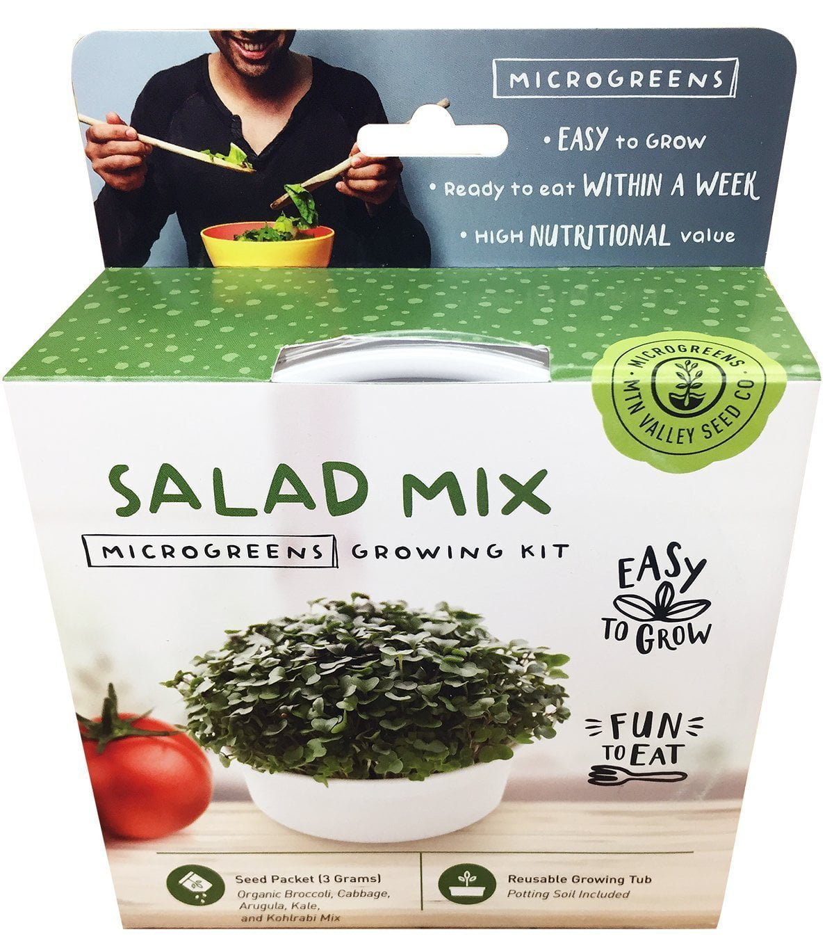 Mini Microgreens Growing Kit - Salad Mix - Grow Your Own Organic Gourmet Micro Greens Indoors: Salad, Sandwich & Garnish - Easy & Fun - Great Gift or Stocking Stuffer