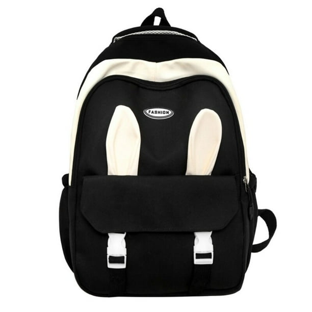 Mochila escolar con orejas de conejo de dibujos animados para mujer Bolsa Escolar de nailon para ordenador portatil bolsa de libros para mujer mochila de dia grande para estudiante 517D Fivean unisex