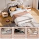thumbnail image 5 of VERDALAY Estructura de cama de plataforma tamaño completo con cabecero tapizado en terciopelo/estructura de cama con botones de cristal y soporte de listones de madera. No necesita somier beige, 5 of 16