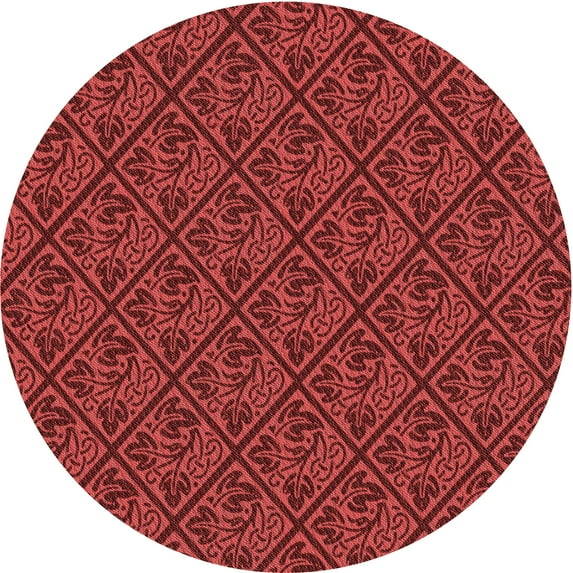 Ahgly Company Indoor Round Patterned Cranberry Red Area Rugs, 4' Round