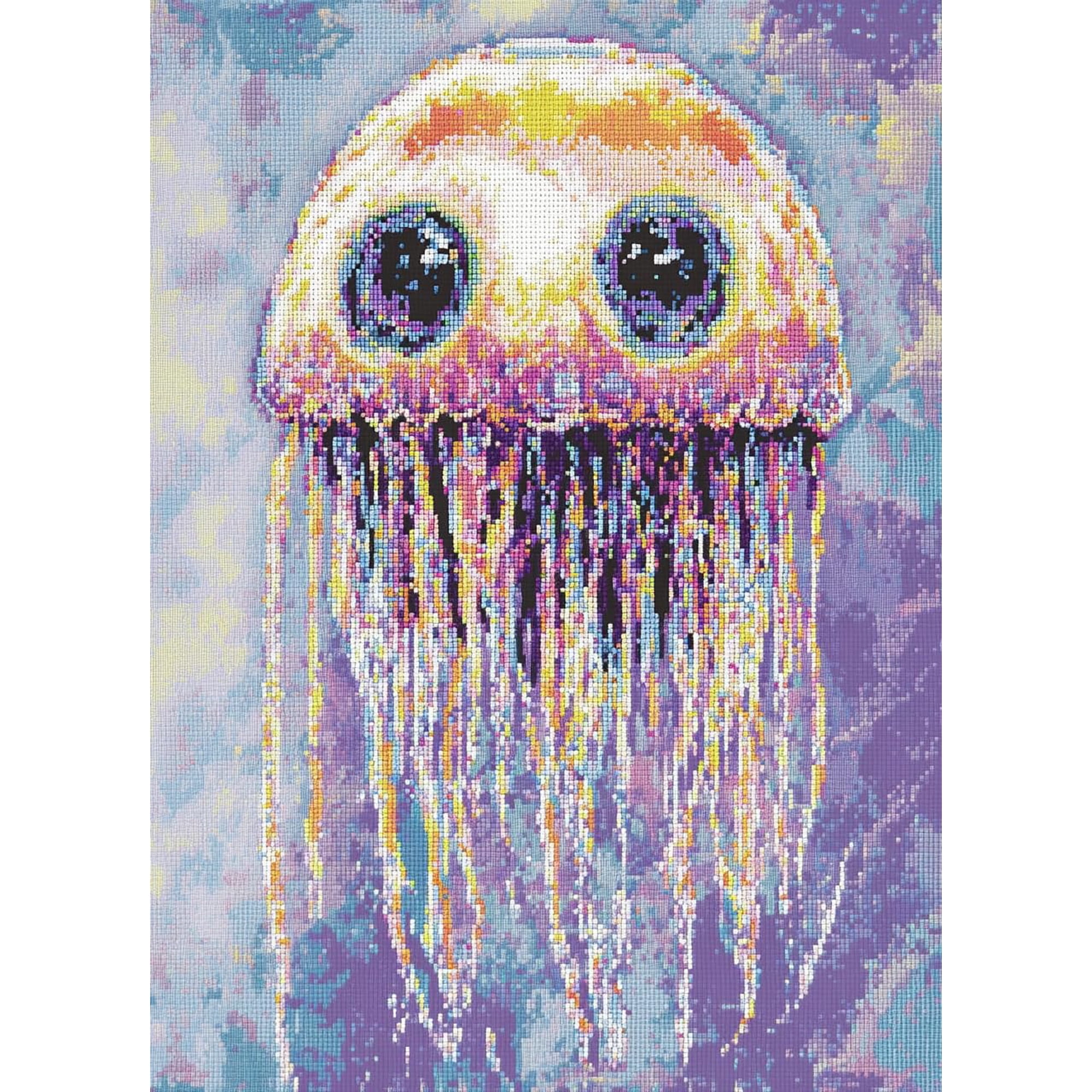 DIY Cross Stitch Kit for Beginners Colorful Jellyfish 11CT Embroidery Kit with Pattern Stamped Needlepoint Craft Kit 40x50cm-3