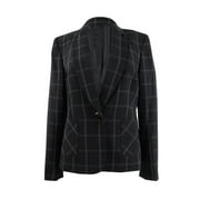 KASPER Womens Black Striped Blazer Jacket Petites Size: 4P