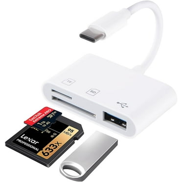 USB C to SD Card Reader, SD Card Adapter with SD MicroSD USB 3 Ports, BnmxTek USBC Memory Card Reader for 15 Pro Max, Pro/Air/Mini, Mac, MacBook Pro/Air, and More USB-C/Type C Devices