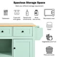 thumbnail image 4 of Lunale 53" Kitchen Island with Drop-Leaf Countertop, 2 Doors 3 Drawers Storage Kitchen Cart for Dining Room, Green, 4 of 10