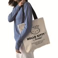 thumbnail image 2 of Bolso de lona de un hombro Retro de Hello Kitty, estampado a mano salvaje, libro de texto de tutorización para estudiantes, Bolsa Escolar con cremallera, 38Cm, 2 of 4