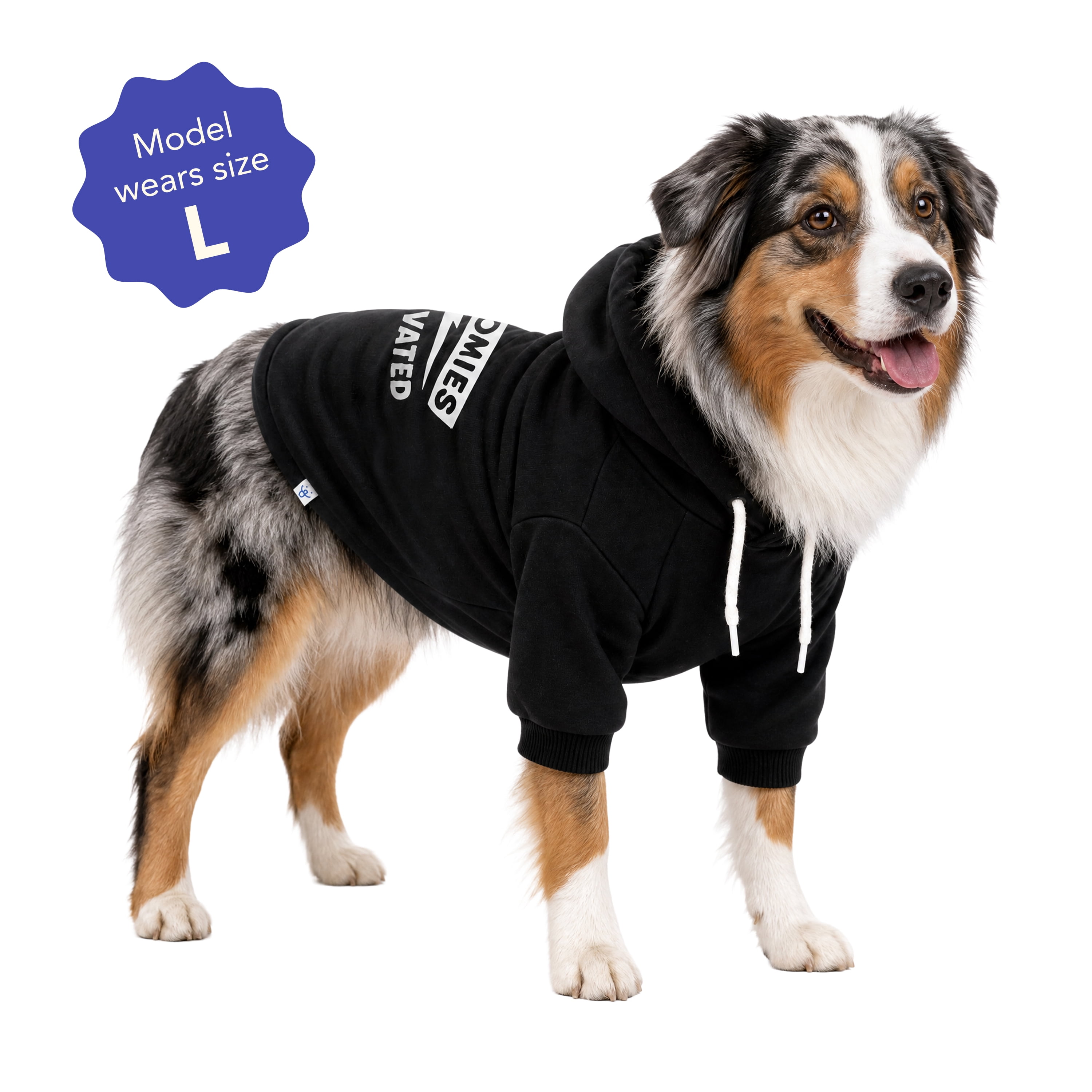 Oodles Zoomies Activated Fall Dog Hoodie, Black, Large