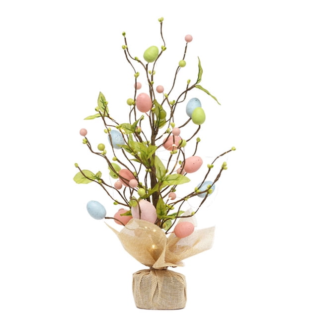 Decoraciones de Pascua, luces LED, huevos de Pascua, escenas decorativas de árboles, adornos de escritorio.