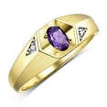 thumbnail image 4 of Rylos  Yellow Gold Plated Silver Classic 6X4MM Oval Amethyst & Diamond Ring - Birthstone Jewelry for Men -Size 8, 4 of 8