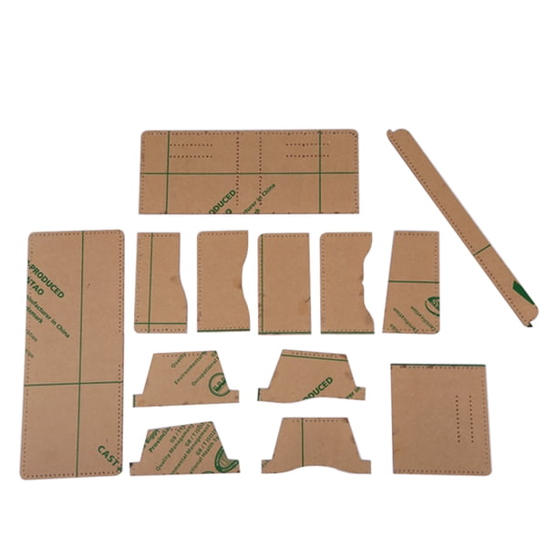 Injueey Juego de plantillas de cartera acrílica de 13 uds, plantilla plegada de cuero, patrón de costura artesanal hecho a mano, plantilla, herramienta Almacenamiento y organización del hogar Injueey HA023484-00