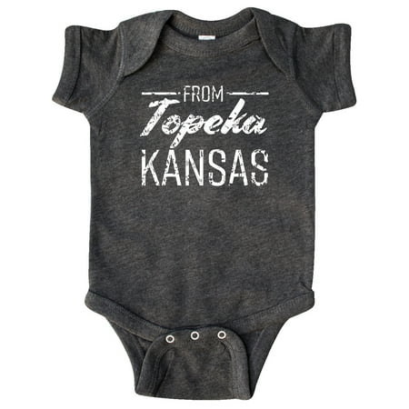 

Inktastic From Topeka Kansas in White Distressed Text Gift Baby Boy or Baby Girl Bodysuit