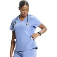 thumbnail image 3 of Cherokee Infinity Women's V-Neck Scrub Top with Kangaroo Pocket, High-Low Hem IN620A, M, Ciel, 3 of 6