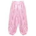 thumbnail image 3 of Xnihocha Kids Girls Satin Belly Dance Pants Wide Leg Bloomers Trousers Arab Princess Party Performance Pants Pink 10, 3 of 5