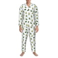 thumbnail image 3 of Honeii Cute Avocado Yoga Pattern Mens Pajamas Set,2pcs Men's Lounge Long Sleeve Sleep Shirt and Pajama Bottoms Sleepwear Set,Mens Pjs Sets-Large, 3 of 7