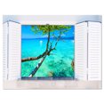 thumbnail image 2 of Open Window to Gorgeous Seashore - Modern Seascape Canvas Artwork, 2 of 3