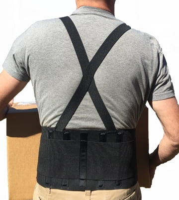 Heavy Lift Back Support Belt & Waist Brace w Adjustable suspenders Size Medium 