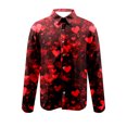 thumbnail image 4 of Miluxas Valentines Day Dress Shirt Men Stylish Casual Lapel Long Sleeve Love Heart Print Button Down Shirts Mens Vacation Top Red, 4 of 5