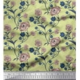 thumbnail image 1 of Soimoi Crepe Silk Fabric Leaves & Rose Floral Print Sewing Fabric Yard 42 Inch Wide, 1 of 1