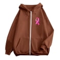 thumbnail image 4 of 2024 Hot Women's Autumn And Winter Cancer Day Ribbon Feather Print Zipper Long Sleeve Pocket Drawstring Casual Sports Hooded Sweatshirt Sweatshirts Oversized Sweatshirt Zipper Hoodie Women Softy Sweat, 4 of 4