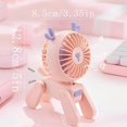 thumbnail image 4 of 1PC Deer/Dog Portable Handheld Battery Powered Fan, 500mAh USB Rechargeable Battery Operated Fan Desk Fan Mini Small Fan, 4 of 5