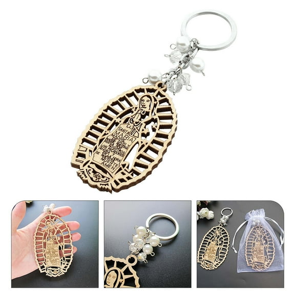 Raindrops Virgin Guadalupe Keychain Multi Alloy Baptism Decorations Baby Shower Favors for Guests 2.5 Inches