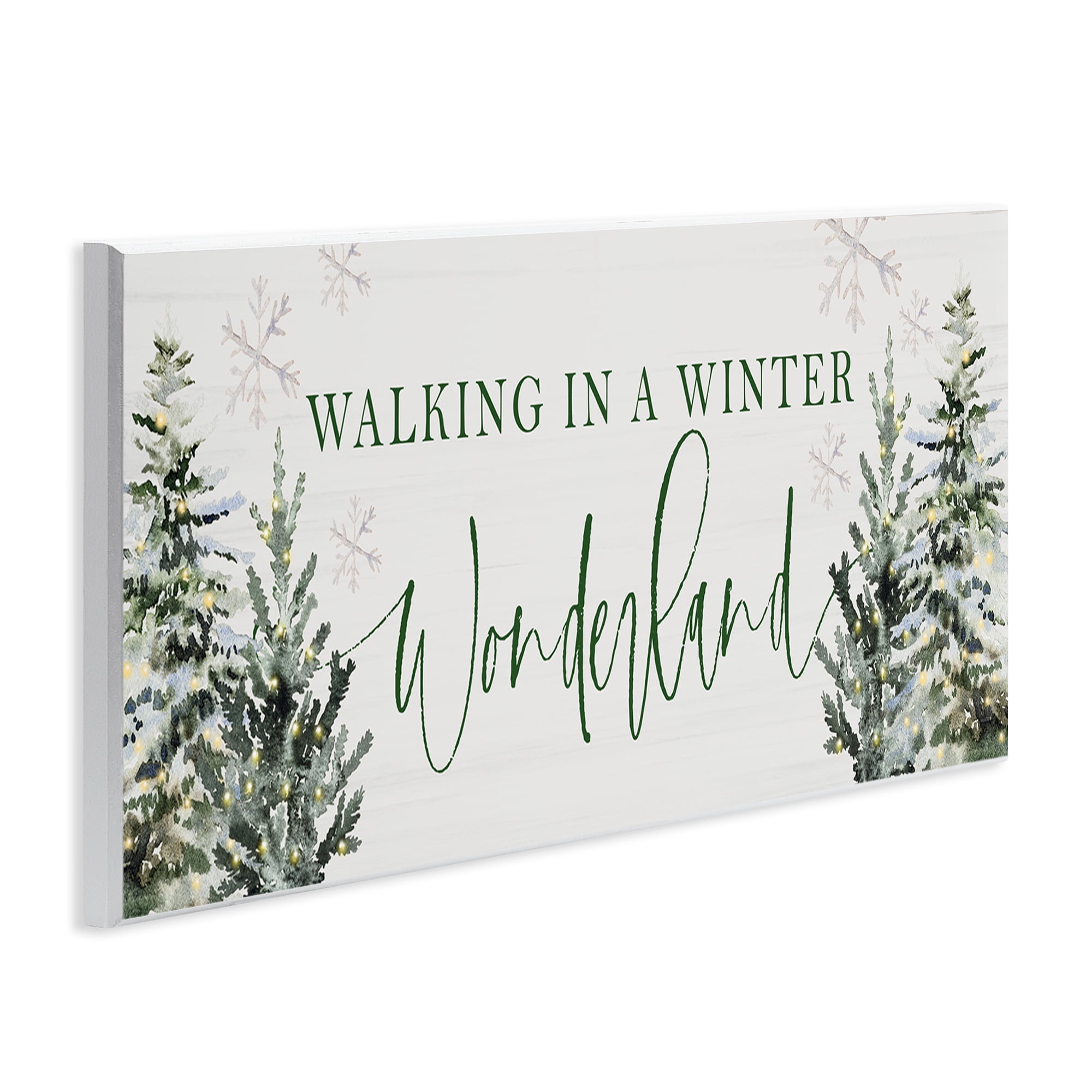 Stupell Industries Winter Wonderland Trees Typography Painting Unframed Art Print Wall Art, 17 x 7
