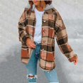 thumbnail image 2 of Gibobby chaquetass Deportivas para Mujer Chaqueta de mujer Moda Otoño Invierno Abrigos para mujer Sudadera con capucha Abrigo de lana Impresión a cuadros Blusa con capucha Tops (Anaranjado, L), 2 of 5